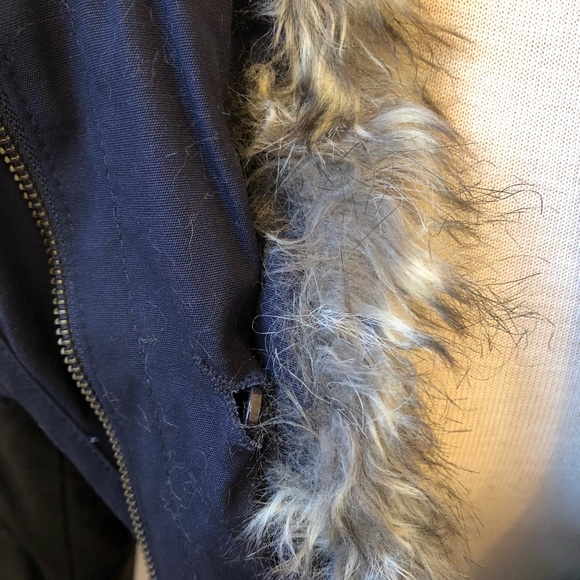 French Connection navy parker with faux leather sleeves, US 2 - Picture 8 of 11